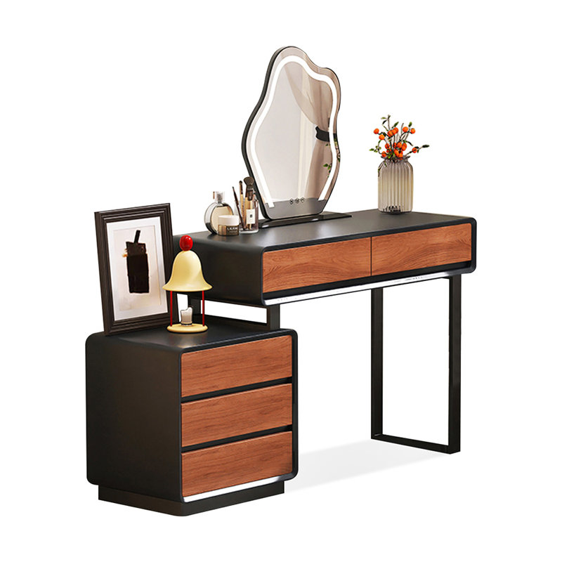 Coiffeuse de maquillage avec miroir lumineux, 5 tiroirs