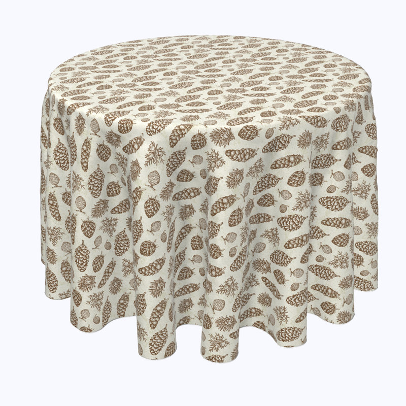 Geometric Round Christmas Tablecloth, 84" x 84", Vintage Winter Pines