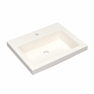 24" Trough Rectangular Drop-In Concrete Bathroom Sink in Ash - Single Faucet Hole
