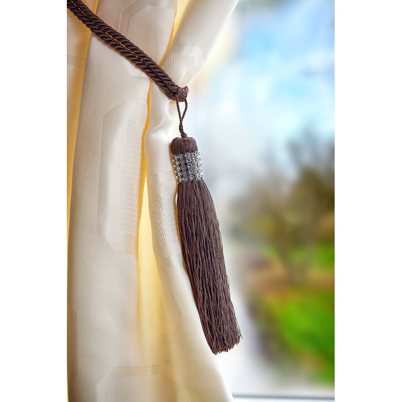 Tovey Silver Fabric 56cm Curtain Holdback/Tieback, Chocolate