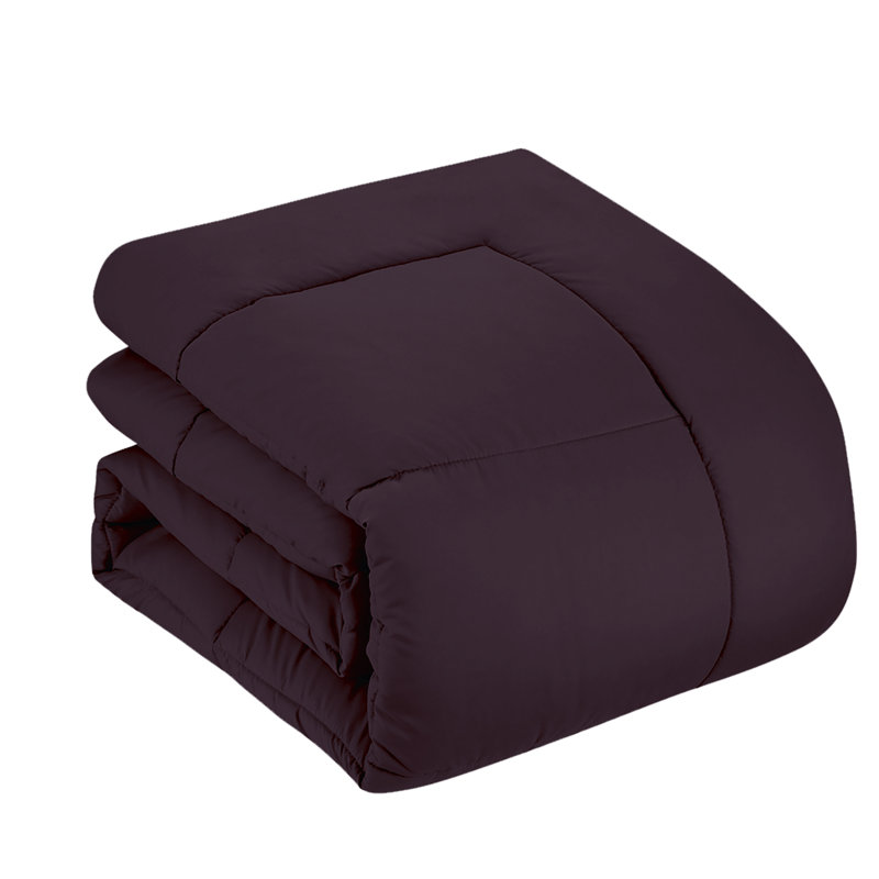 All Season Down Alternative Solid & Reversible Comforter, King Comforter, Eggplant