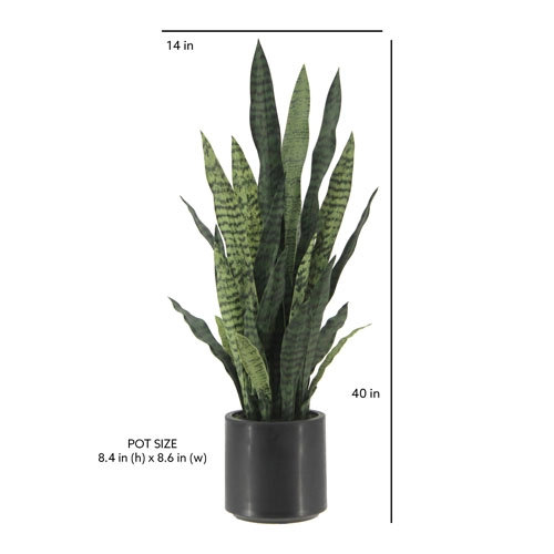 40" Artificial Snake Plant in Black Pot
