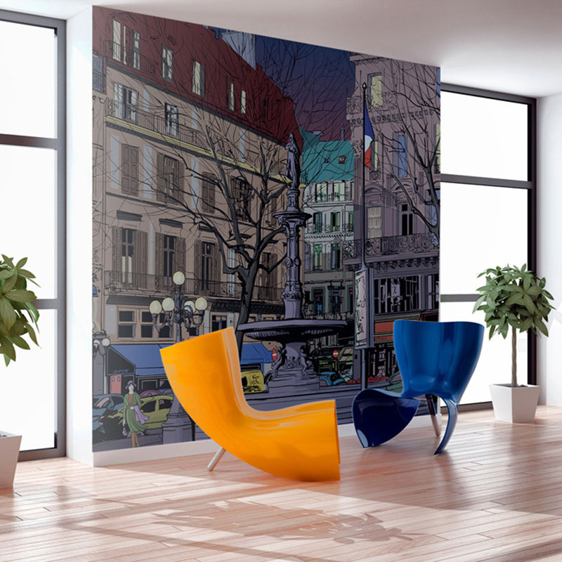 Dusk Over a Parisian Square 309cm x 400cm Wallpaper, 2.31m x 300cm