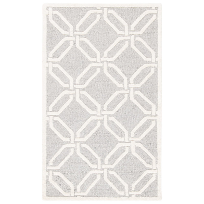 Deedgra Hand Tufted Wool Geometric Rug, Rectangle 3' x 5'