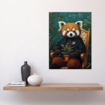 Plant Lover Panda Kimono Surreal Portrait Wall Art Print