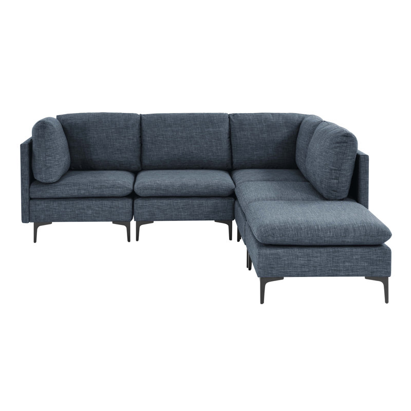 Canapé modulaire rembourré avec pieds en métal, Bleu très foncé