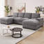 Canapé modulaire en U avec 2 repose-pieds mobiles, canapé-lit à siège profond 4 places, meubles de salon rembourrés en polyester avec rangement pour accoudoirs et assemblage facile-1453975484
