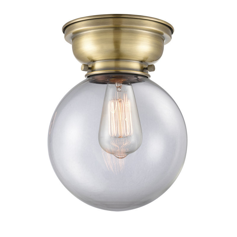 Plafonnier encastré 8 lumières Chippewa, Ampoule non incluse, Transparent, Laiton antique