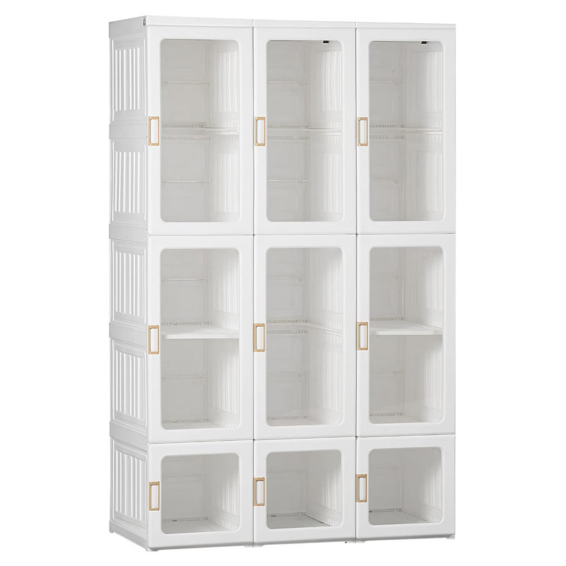 Organisateur de garde-robe pliable Latitude Run® avec portes et crochets magnétiques - 11 portes transparentes (3 crochets)