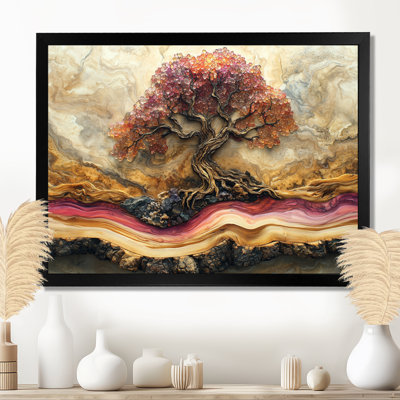 Rose doré, marbre infini, arbre de vie I - arbre de vie, art mural
