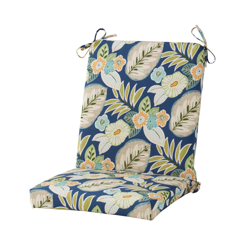 High Back Dining Chair Pad, Marlow Blue Floral