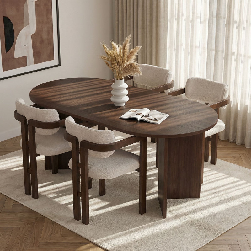 Ensemble de table et chaises de salle à manger, Ensemble de cinq pièces : table, quatre chaises, Blanc