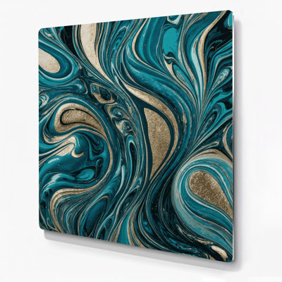 Art abstrait abstrait en métal bleu 21