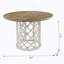Table de salle à manger ronde en bois 47 x 47 x 31 po avec base découpée ornée, brun / blanc