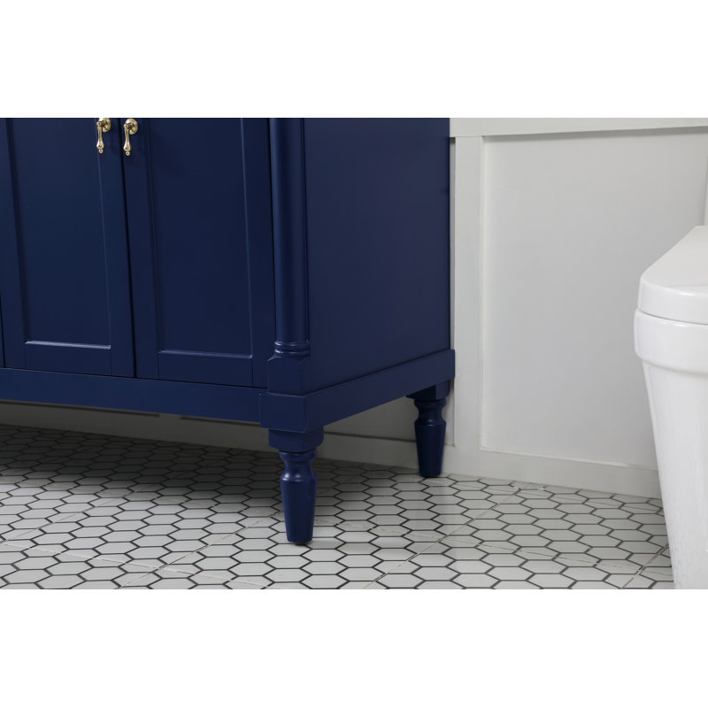 Ensemble de meuble-lavabo double 60 po Lexington, Bleu, Veines blanches / brunes