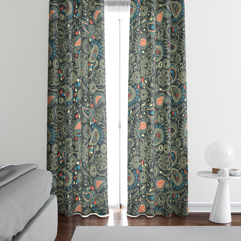Panneau de rideau semi-transparent Paisley, L 20 po x L 61 po
