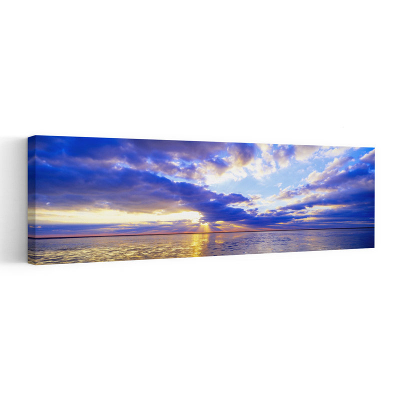 Coucher de soleil, art paisible paysage paisible au coucher du soleil, Allemagne, H 12 po x l 36 po
