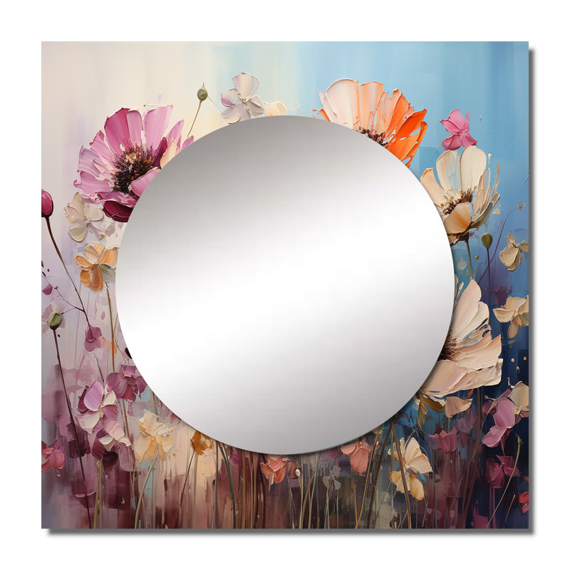 Giezi - Grand miroir mural carré décoratif floral pour chambre à coucher, 23 po x 23 po