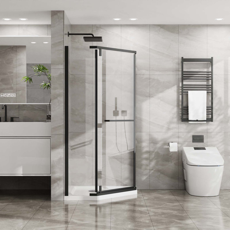 Porte de douche sans cadre Neo-Angle, Noir