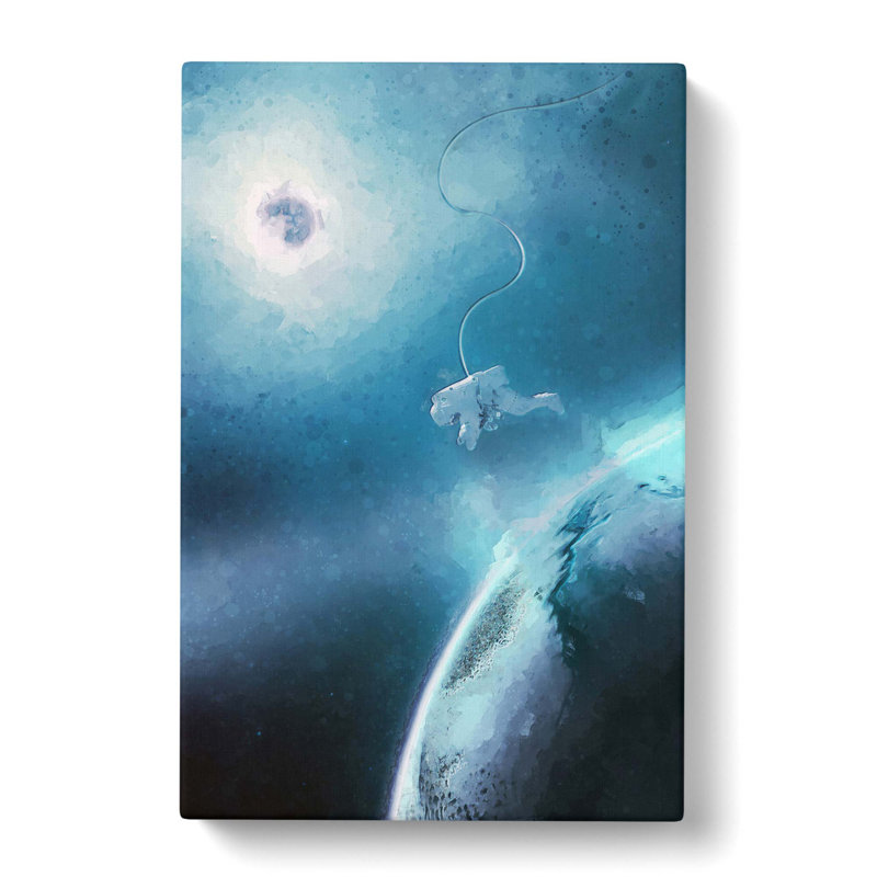 Astronaut By The Moon In Abstract - Wrapped Canvas Painting, 91cm H x 60cm W x 3cm D