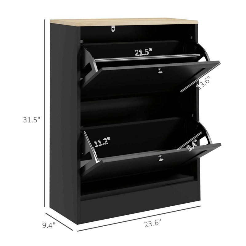 Shoe Cabinet For Entryway, Modern Shoe Storage Cabinet With Flip Drawers And Adjustable Shelves For 12 Pairs Of Shoes, Shoe Storage Organizer For Home
