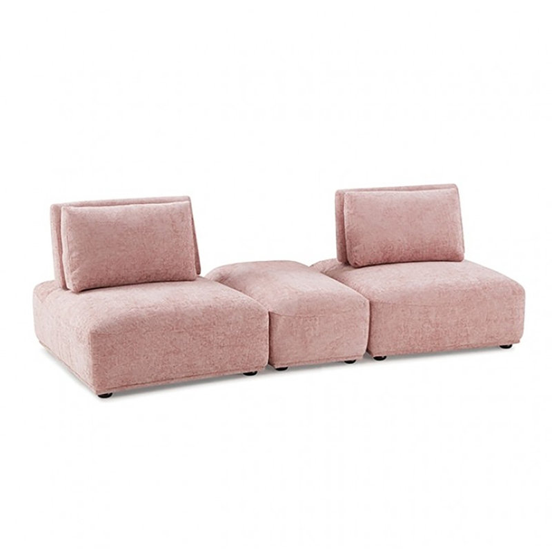 Causeuse 2 places avec repose-pieds Wayzata, Rose
