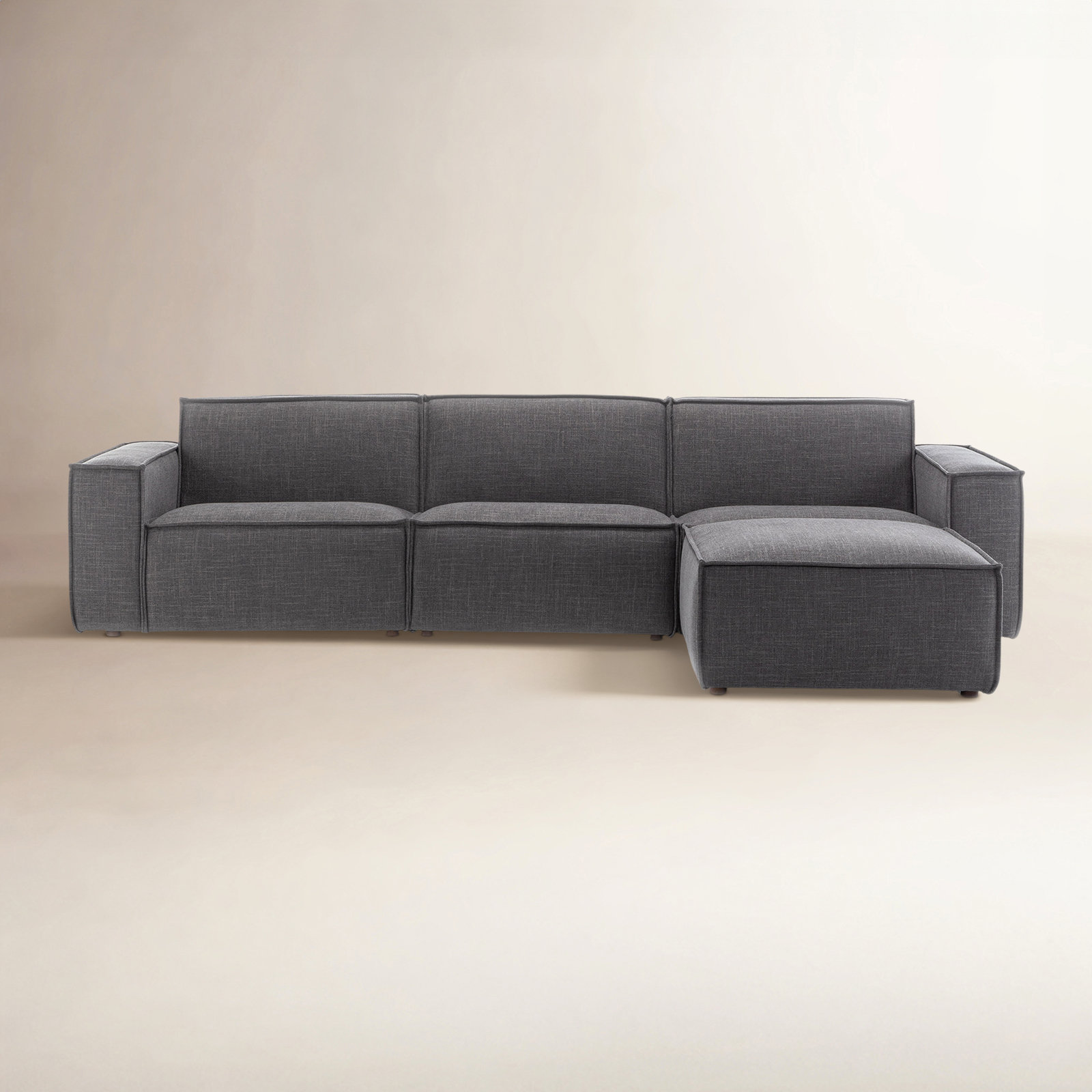 Shonnard 4-Piece Modular Sectional, Gray Cotton Blend