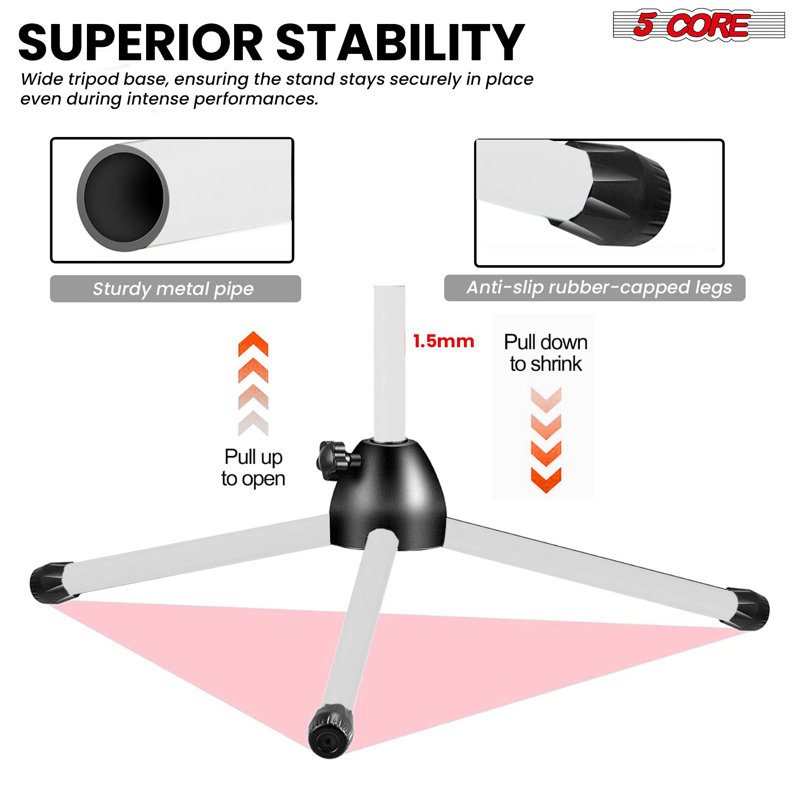 Support de bras de micro pour trépied 5Core, Blanc