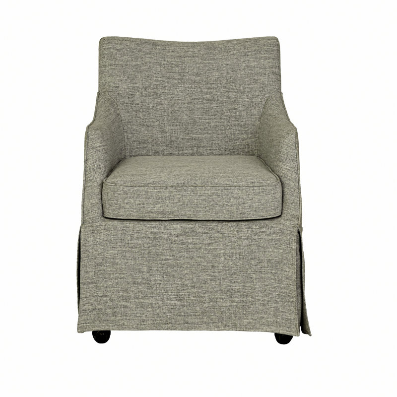Chaise rembourrée avec accoudoirs et roulettes cachées, Vert