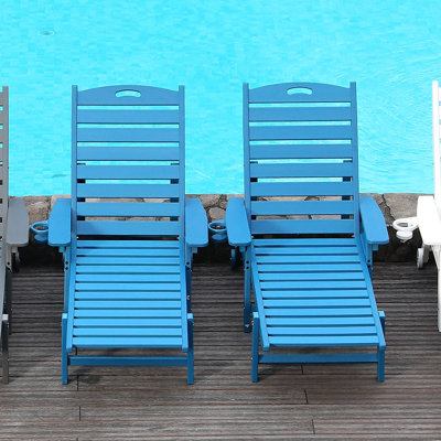 Hdpe Chaise Lounge Chair Outdoor, Pool Lounge Chairs With 4-Position Adjustable Backrest, Supports Up To 360 Lbs For Patio Poolside Deck Beach Backyard