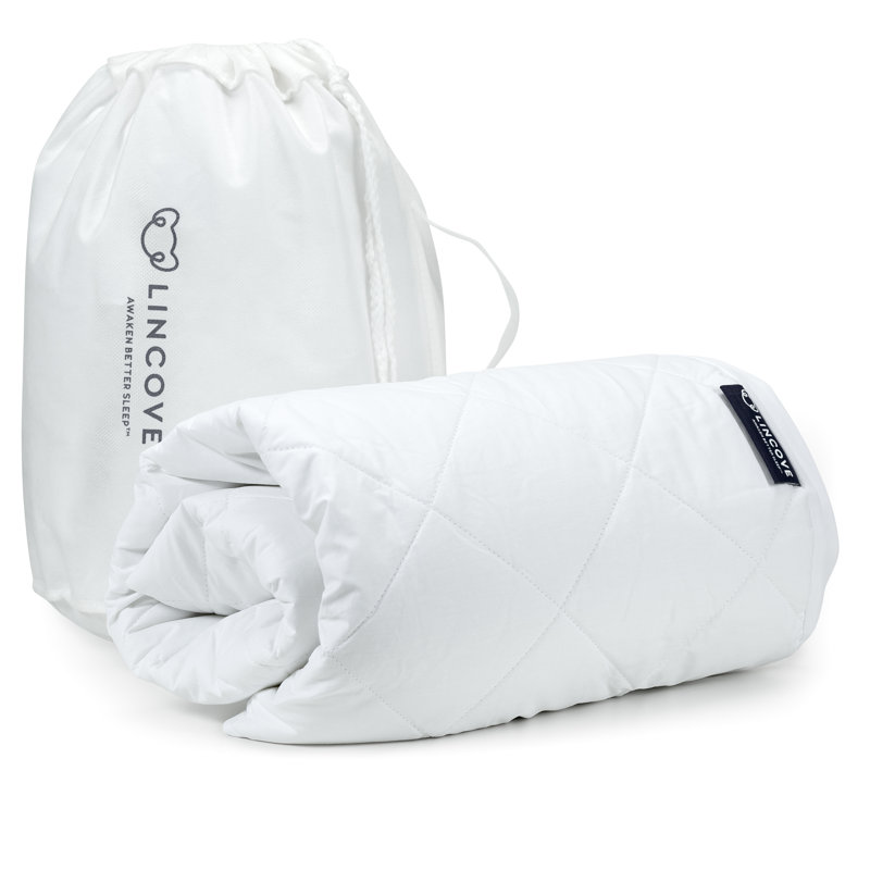 Lincove Quilted Mattress Pad - 100% Cotton Shell, Microfiber Fill, Elastic Fitted Mattress Protector, Queen