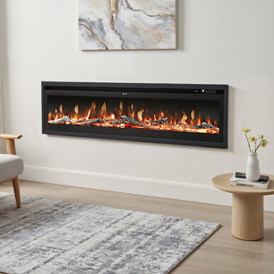 Symple Stuff 177.8 cm W White Black Electric Fireplace with 5120 BTU