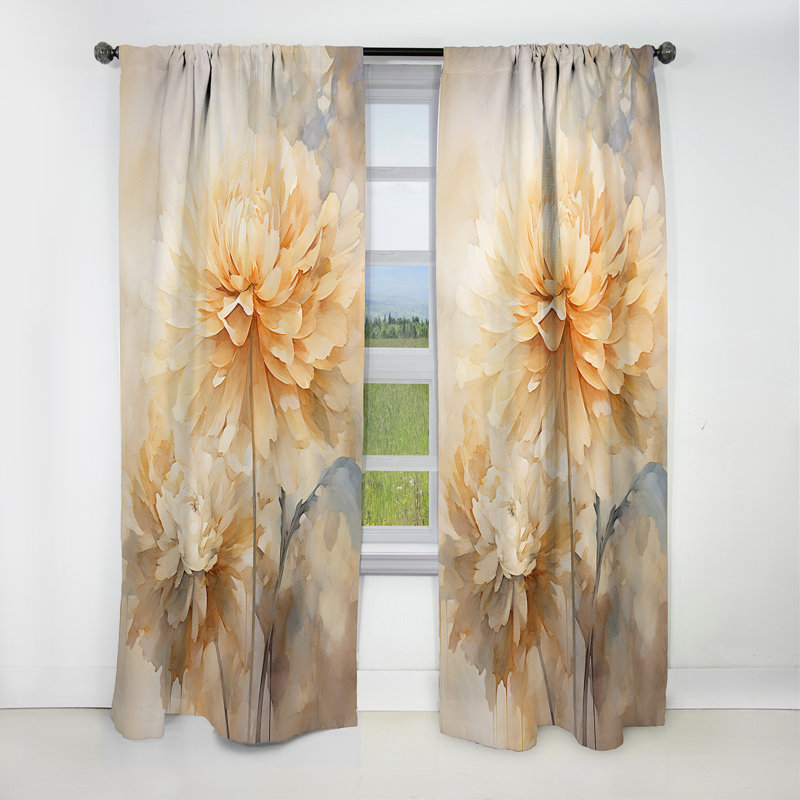Vaquerano - Marigold Floral Blackout Curtain - 1 Panels, 52" W x 95" L