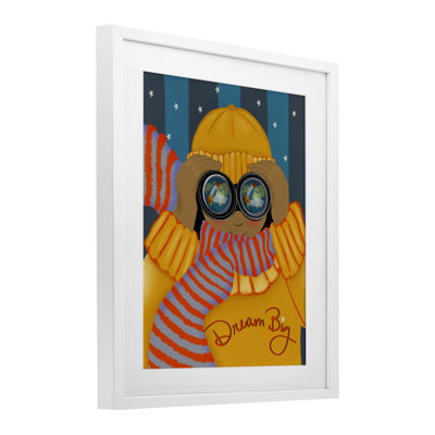 Dream Big with Binoculars Framed Print Under Glass, design by Lori Mosley