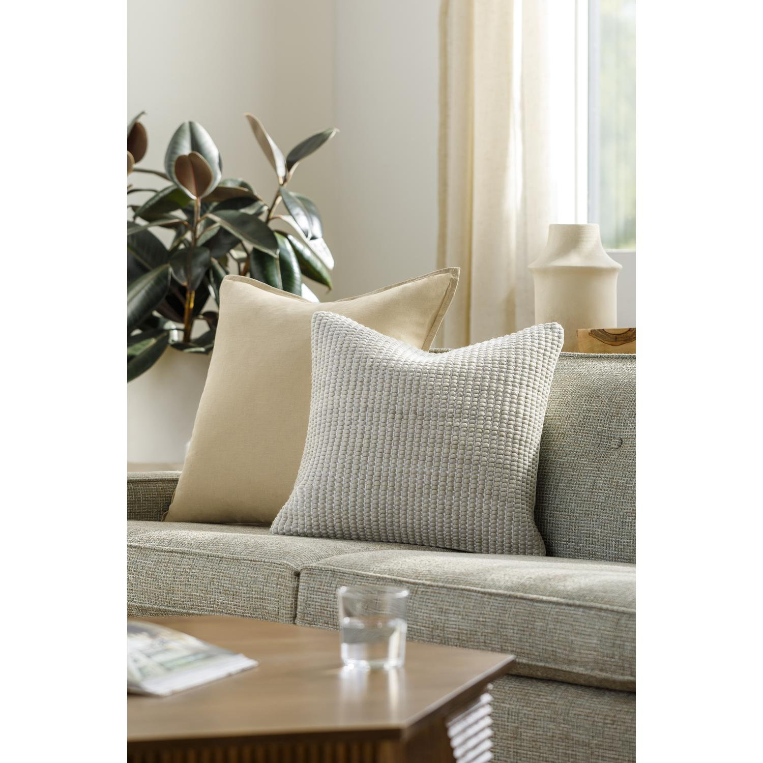Waverly Wool Throw Pillow, Down, Gray, 20" x 20"