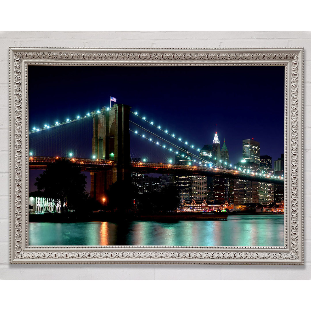 Brooklyn Bridge NYC Blue Nights - Einzelner Bilderrahmen Kunstdrucke