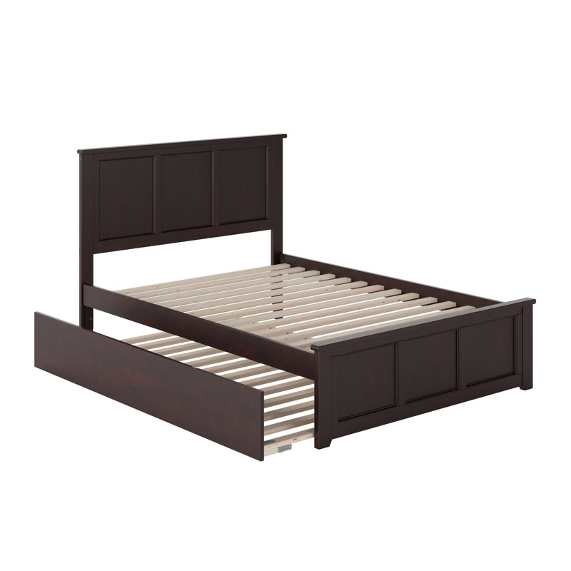 Maud Solid Wood Platform Bed with Matching Footboard & Trundle, Espresso