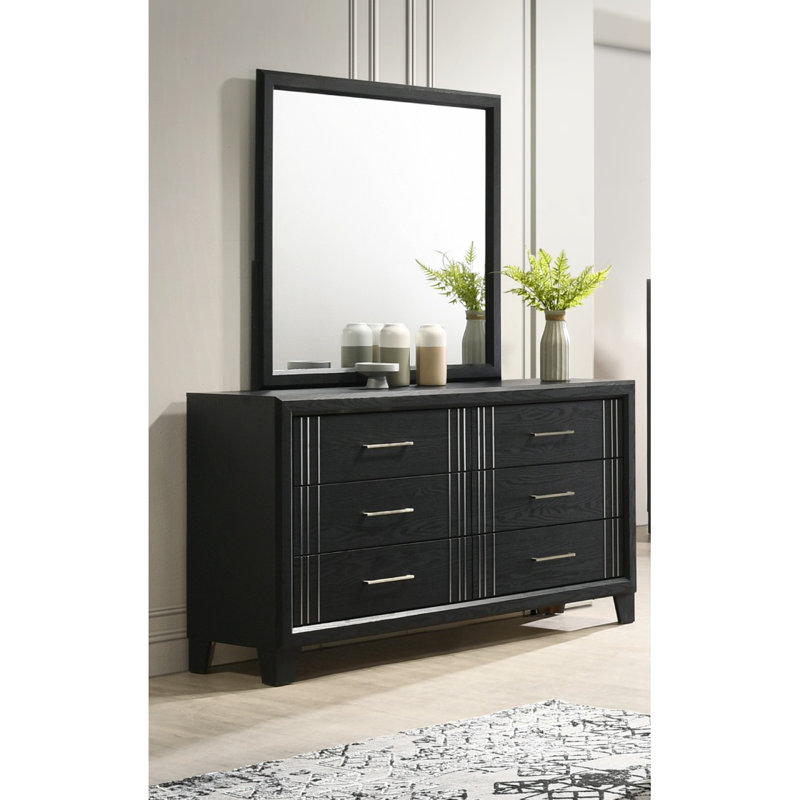 Meuble de chevet 1 tiroir contemporain à 6 tiroirs couleur gris anthracite