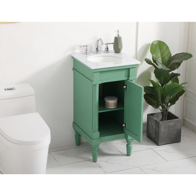 Ensemble de meuble-lavabo simple 18 po Lexington, Menthe rétro, Blanc