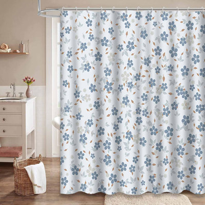 Petit rideau de douche sans couture à motif floral avec 12 crochets