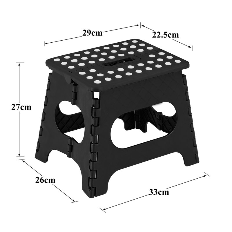 Hachiro 27 cm Folding Step Stool, Non-Slip Surface Portabl Foldable Stool with Carry Handle, Heavy Duty to Support for Living Room, Kitchen, Bathroom