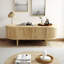 Table basse ovale minimaliste Wildercroft de 47 po avec plateau relevable et rangement dissimulé, fini bois veiné, table centrale moderne en MDF à hauteur réglable pour salon, appartement, espace de travail et salle à manger-129760266