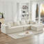Canapé modulaire en L de 106 po en L avec méridienne orientée vers la droite (siège simple non inclus), canapé modulaire moderne à assise profonde pour le salon, aucun assemblage requis, beige (tissu en velours côtelé moelleux)-775482814-775482808