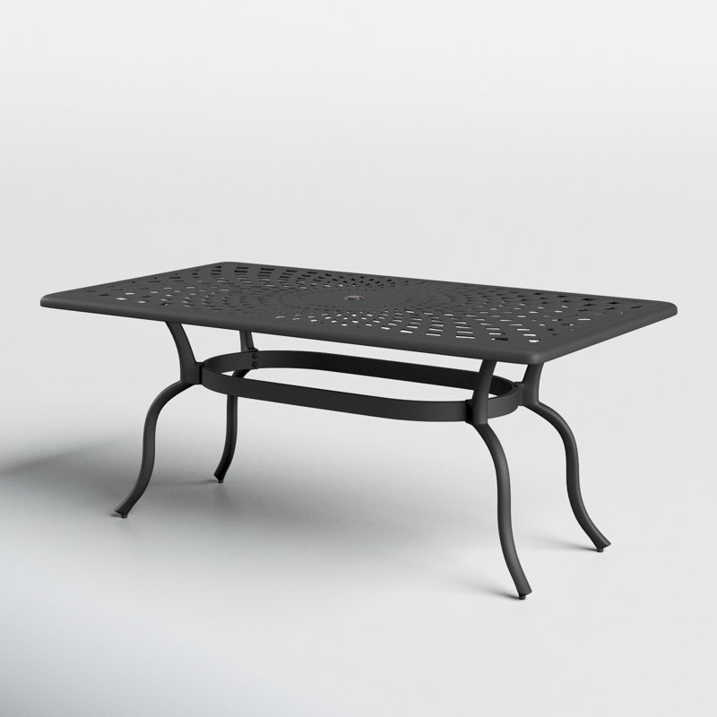 Hasting Rectangular Metal Outdoor Dining Table With Umbrella Hole , 66.9'' in. W 37.4'' in. D