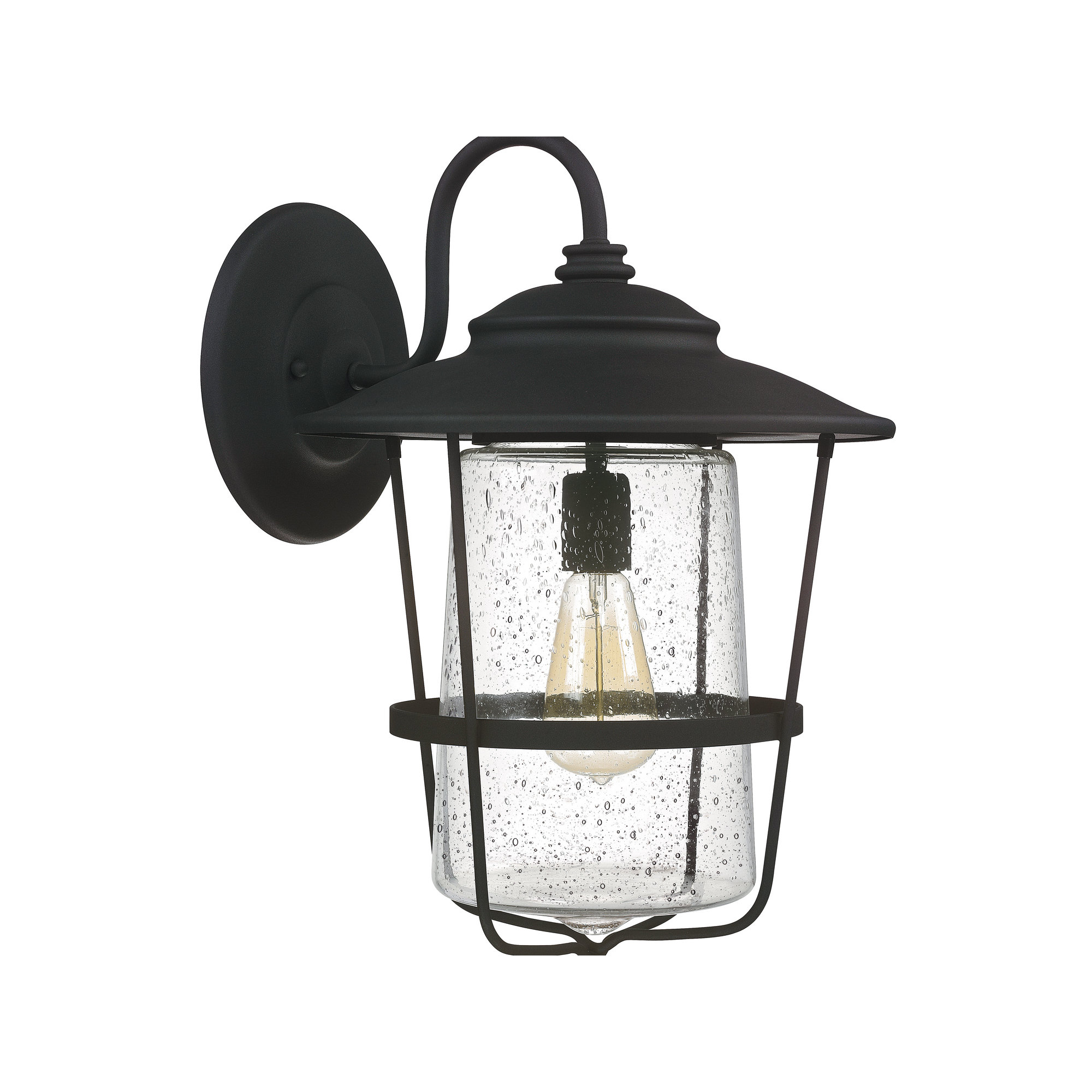 Single Light Empire Outdoor Wall Light, Black, 13"W X 18.5"H X 14.5"D