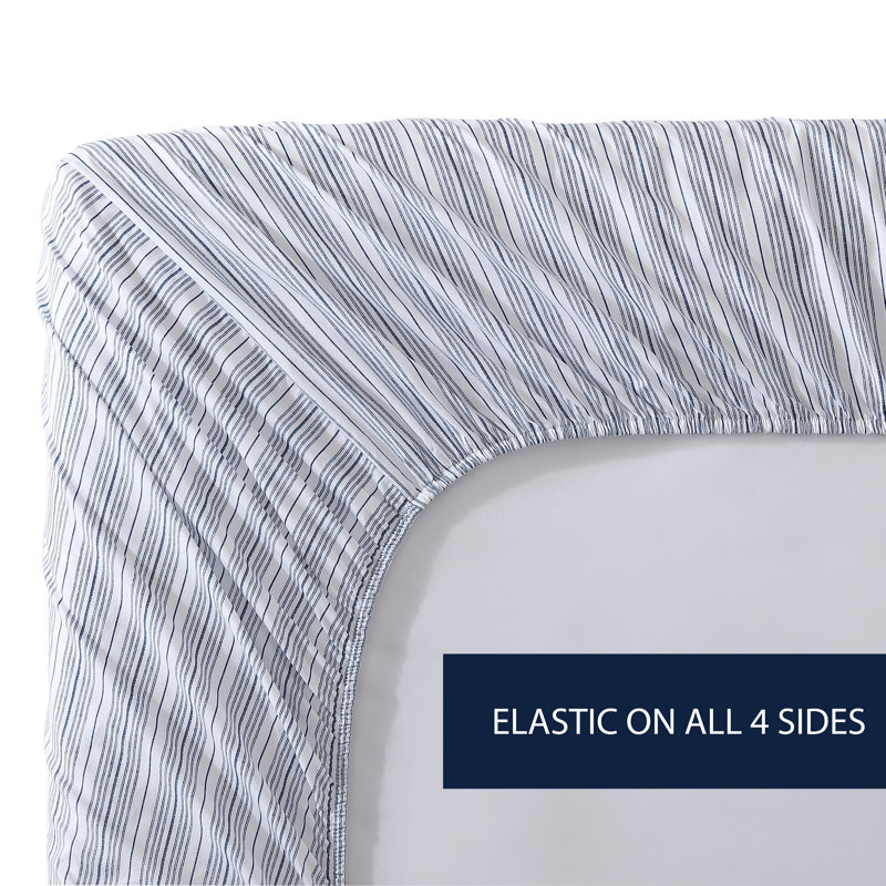 Blue Mirage Stripe Cotton Twin Deep Pocket Sheet Set