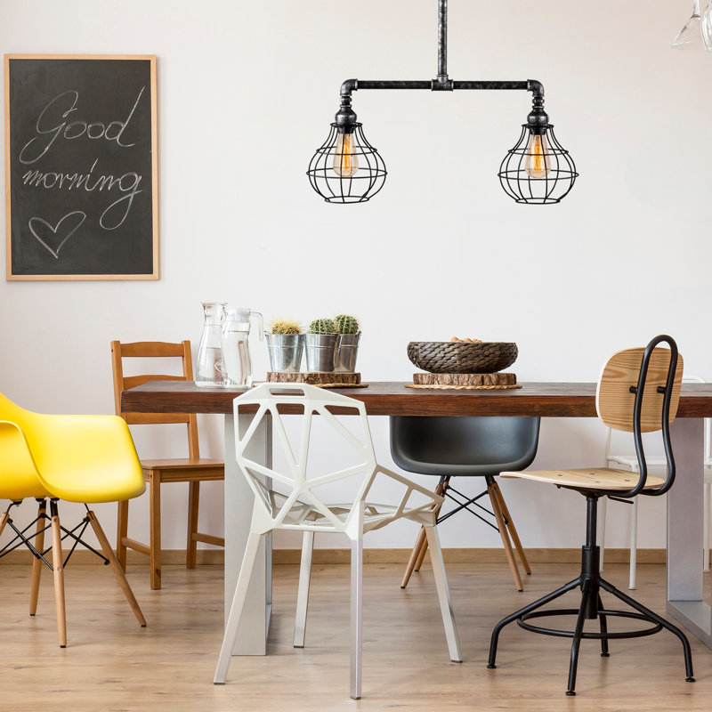 Luminaire suspendu géométrique à 2 lumières pour îlot de cuisine Fulgham