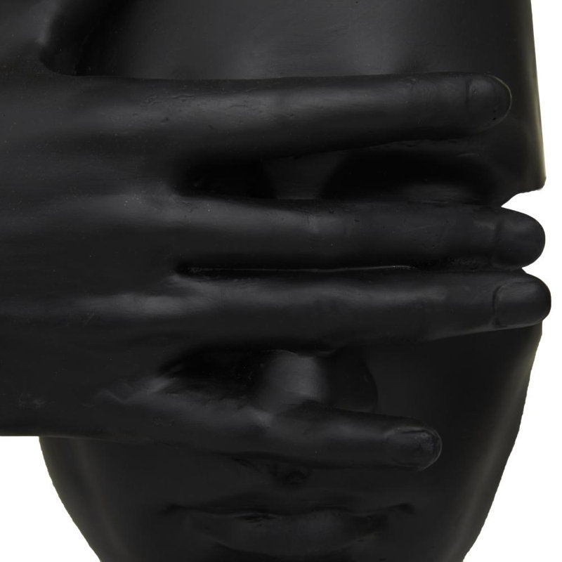 Black Polystone Face Decorative Sculpture, Set of 3