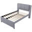 Lit gigogne double avec revêtement en lin gris - plateforme de taille Design flexible en gris. Construire. Aucun sommier tapissier requis. Aire de repos confortable