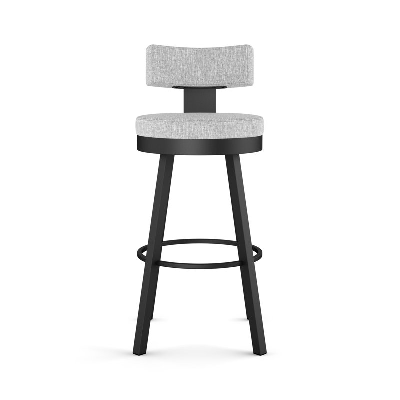 Morgan Swivel Counter & Bar Stool, Black, Bar Stool (30.63" Seat Height), Light Gray